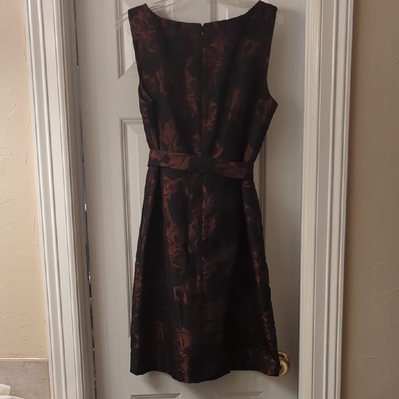 Copper Dress with Black Embellished, Knee-Length A-Line Skirt - Picture 3 of 4